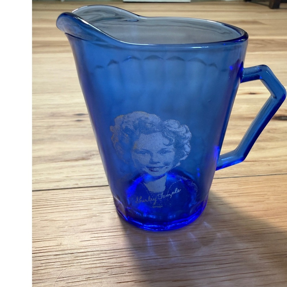 Hazel Atlas Shirley Temple Cobalt Blue Depression Glass Creamer 4.5in Vintage